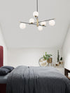 Suspension GIT 6 lumières dorée, verre