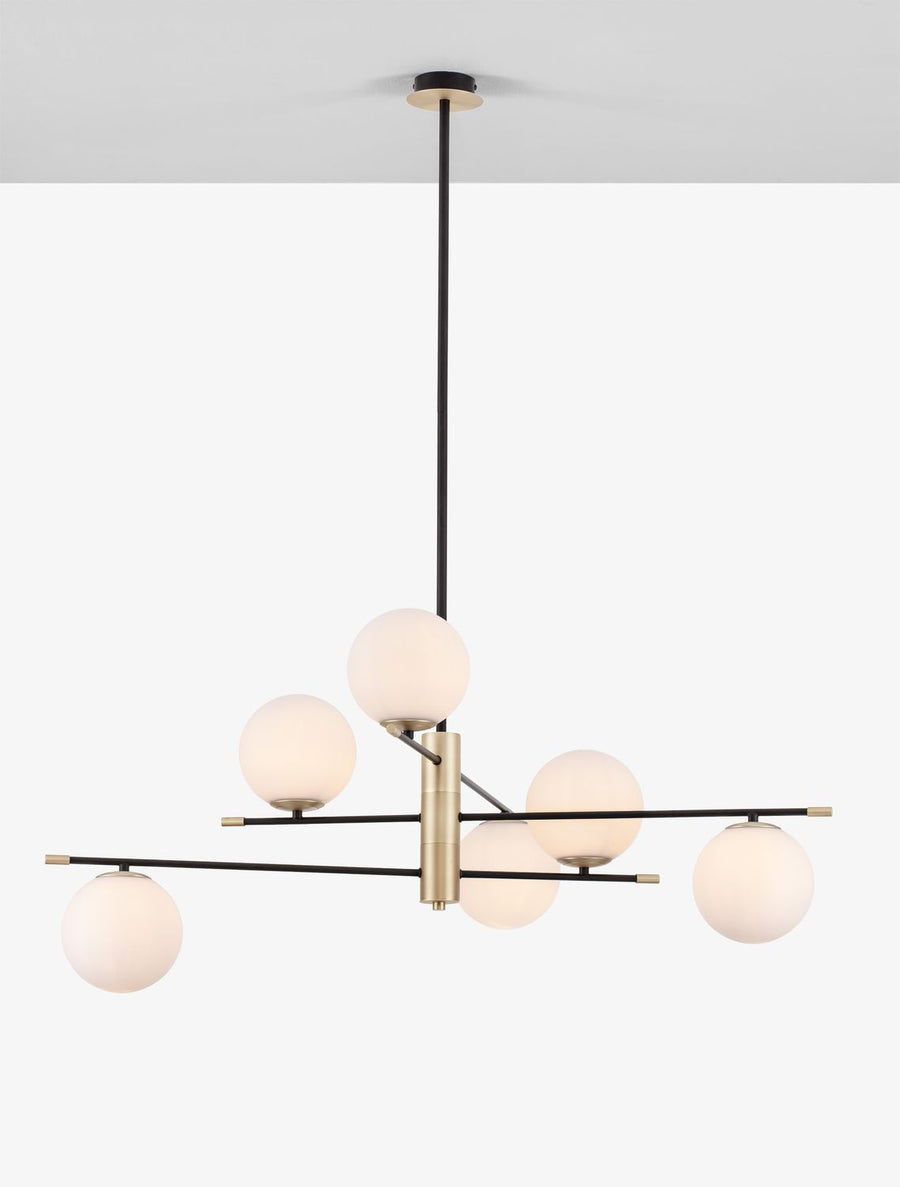 Suspension GIT 6 lumières dorée, verre