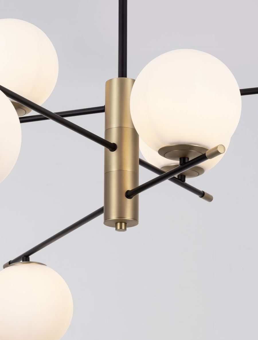 Suspension GIT 6 lumières dorée, verre