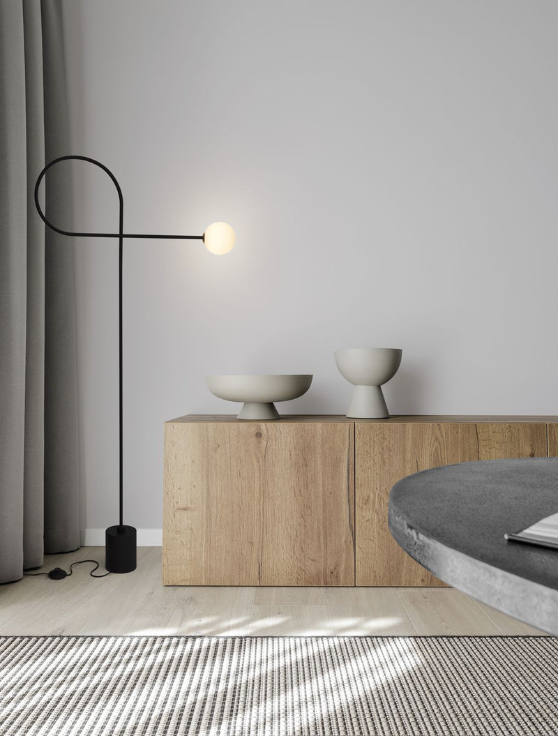 Lampadaire Dedalo noir, verre