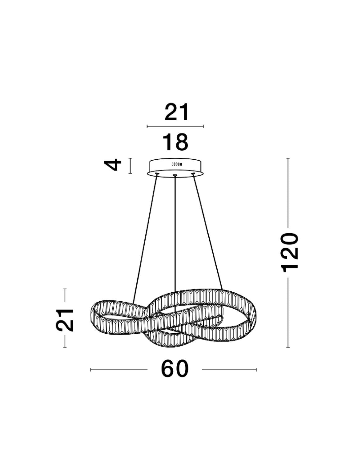 Suspension Conceto chromée, cristal (9019723)