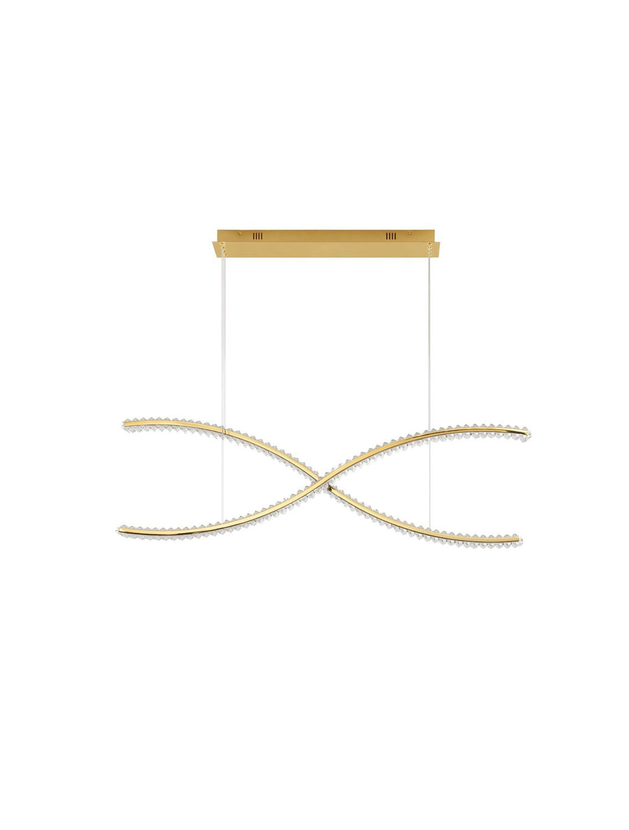 Suspension Aurelia dorée, cristal, H 150 cm (9019724)
