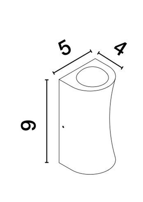Schéma technique coté indiquant cinq, quatre et neuf centimètres