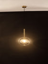 Suspension Amelia dorée, verre, H 191 cm