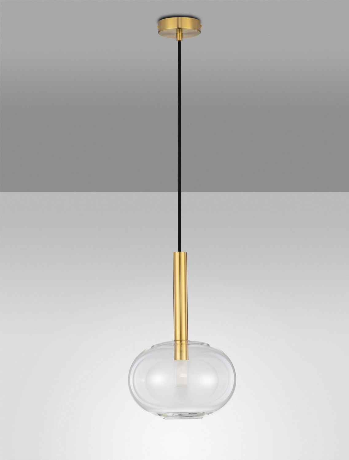 Suspension Amelia dorée, verre, H 191 cm