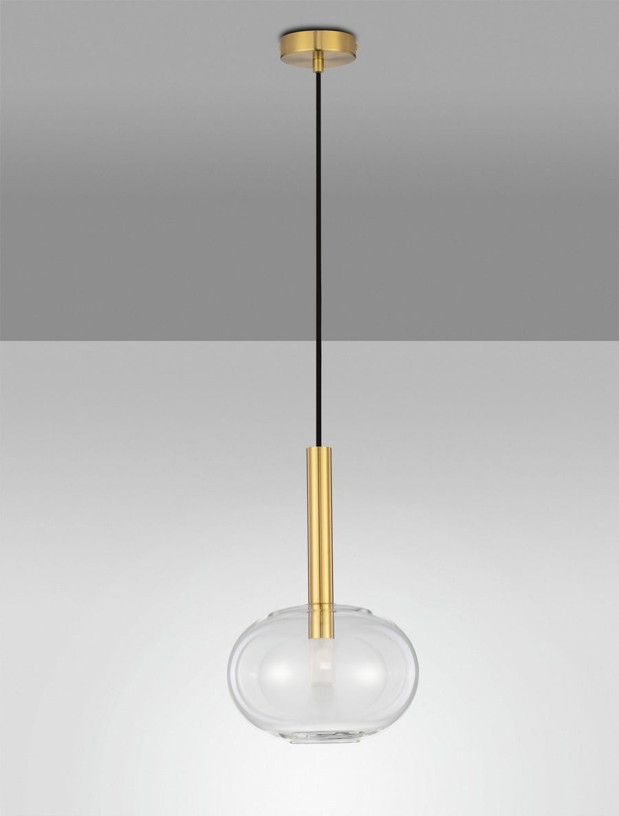 Suspension Amelia dorée, verre, H 191 cm