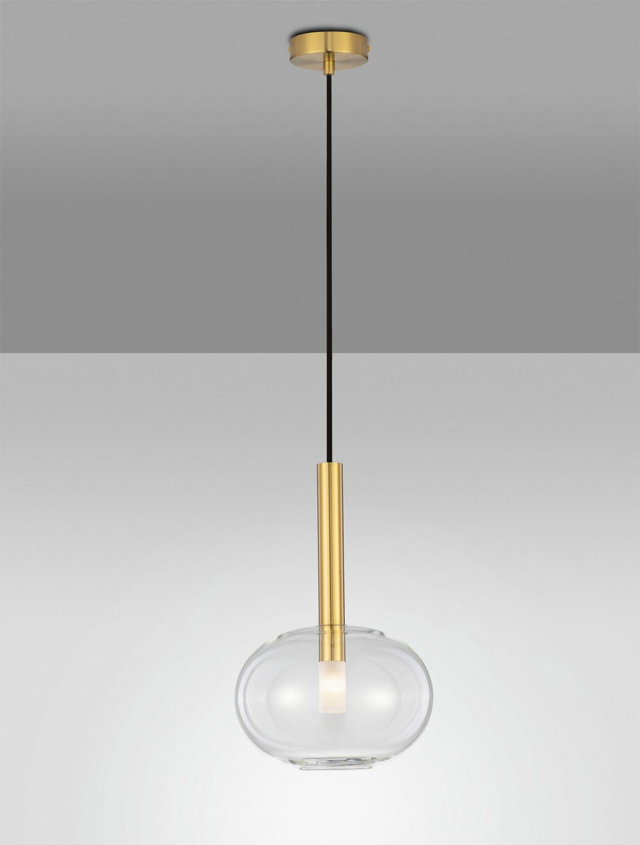 Suspension Amelia dorée, verre, H 191 cm