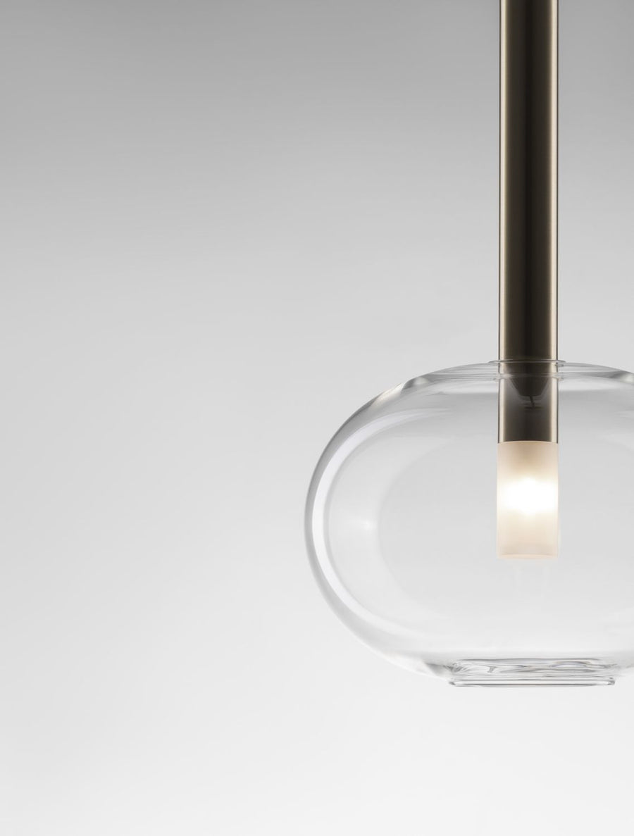 Suspension Amelia dorée, verre, H 191 cm