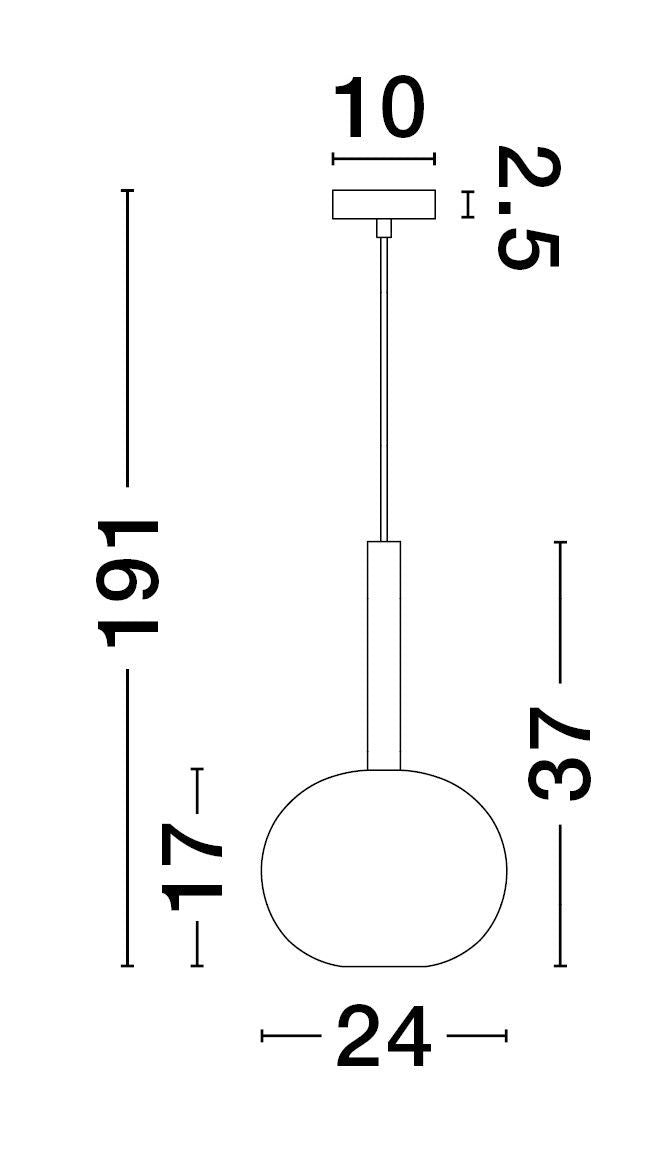 Suspension Amelia dorée, verre, H 191 cm