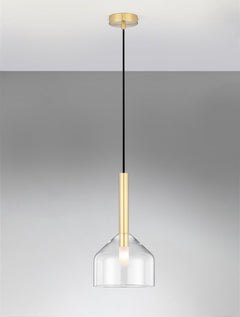 Suspension Amelia dorée, verre, H 190,5 cm (9028830)