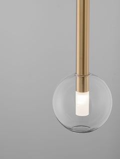 Suspension Amelia dorée, verre, H 150 cm