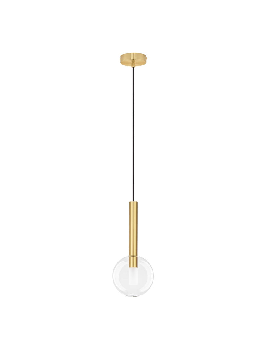 Suspension Amelia dorée, verre, H 150 cm