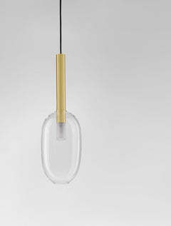 Suspension Amelia dorée, verre, H 179 cm