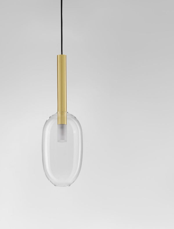 Suspension Amelia dorée, verre, H 179 cm