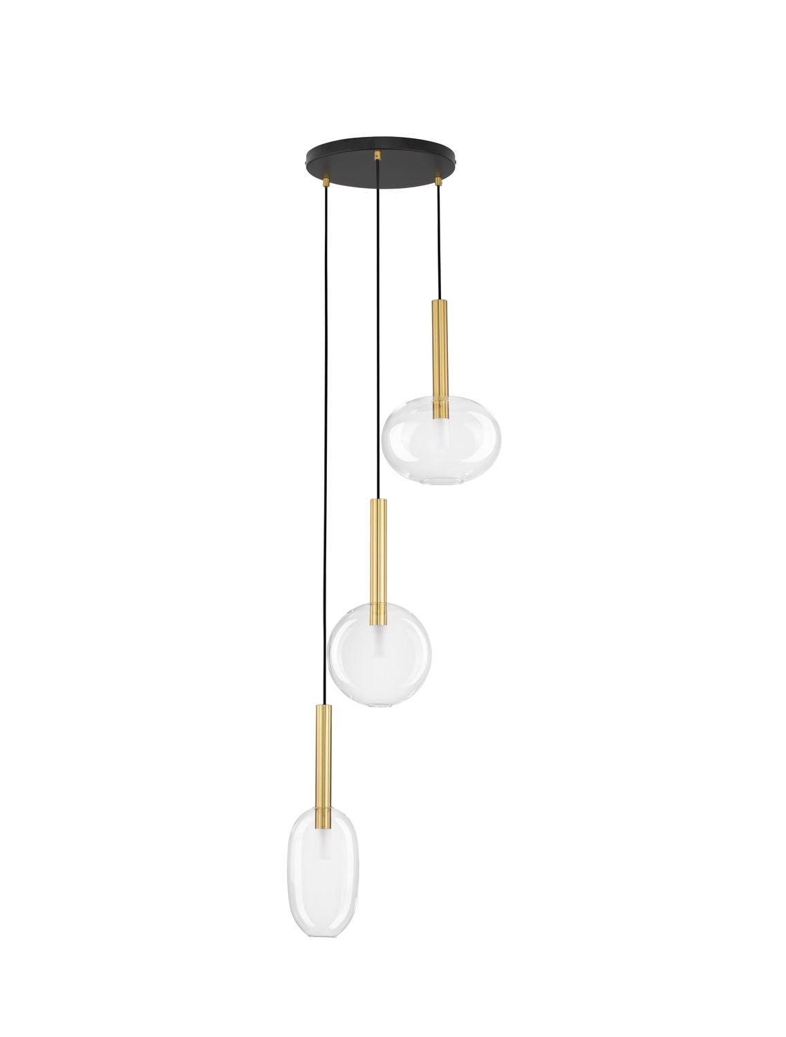 Suspension Amelia 3 lumières noire, verre