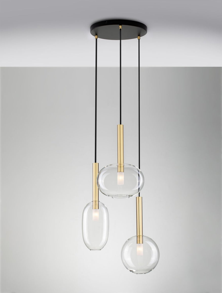 Suspension Amelia 3 lumières noire, verre