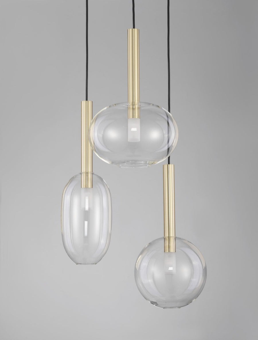 Suspension Amelia 3 lumières noire, verre