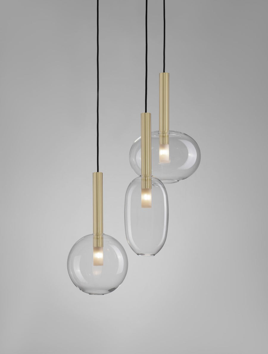 Suspension Amelia 3 lumières noire, verre