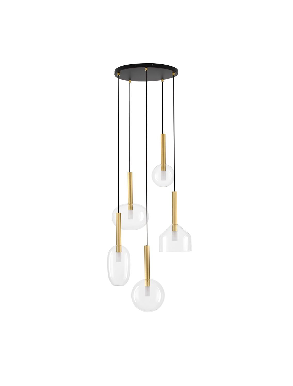 Suspension Amelia 5 lumières noire, verre