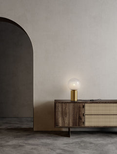 Lampe à poser Vita dorée, verre