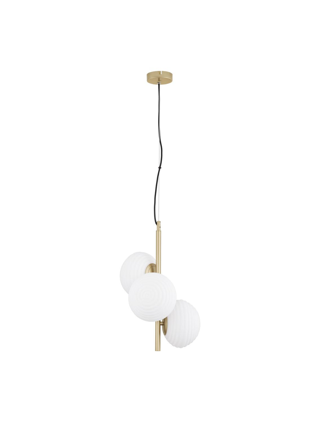 Suspension Allen 3 lumières dorée, verre
