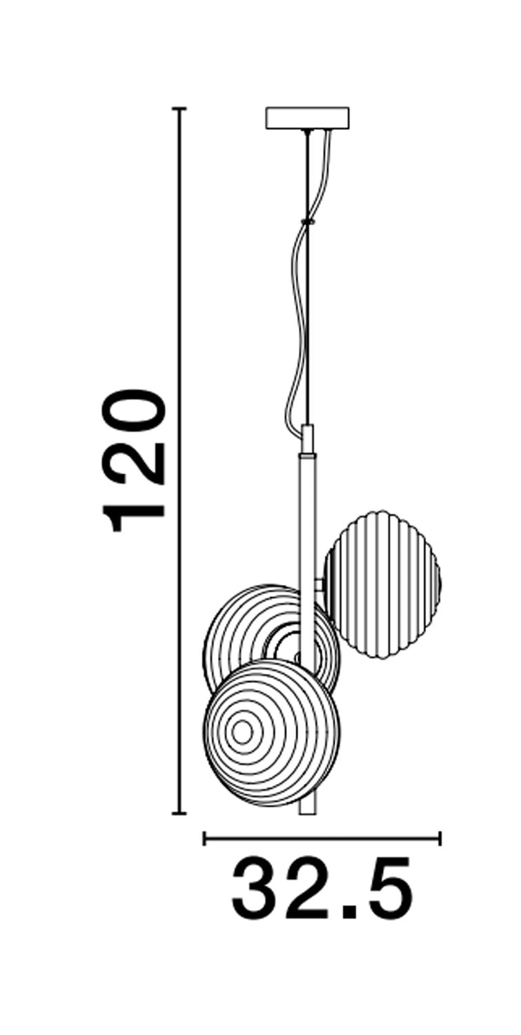 Suspension Allen 3 lumières dorée, verre