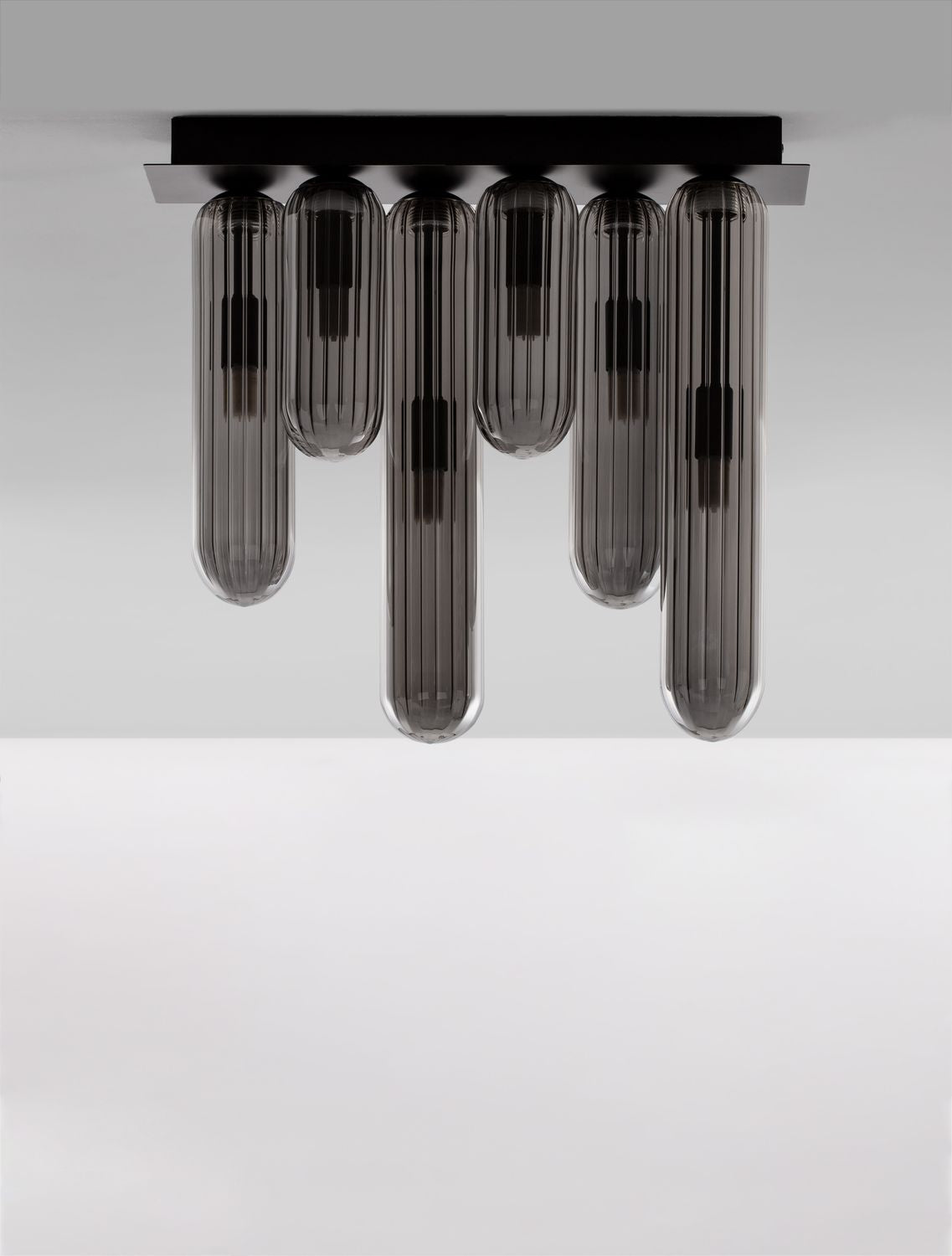 Plafonnier Gustave 6 lumières noir, verre