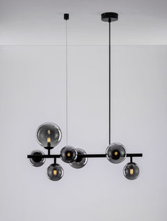 Suspension Odillia 7 lumières noire, verre (9028857)