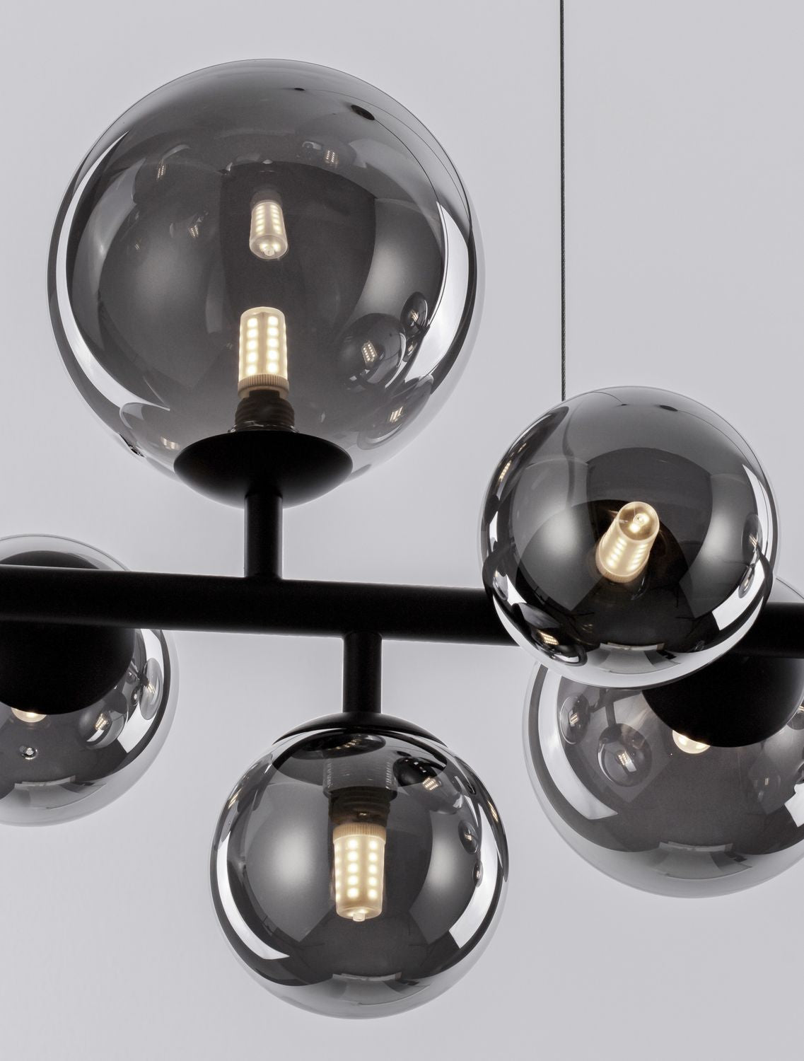 Suspension Odillia 7 lumières noire, verre (9028857)