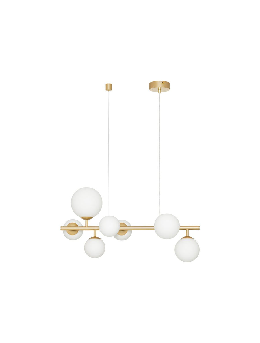 Suspension Odillia 7 lumières dorée, verre