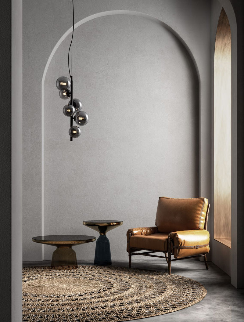 Suspension Odillia 6 lumières noire, verre (9028859)