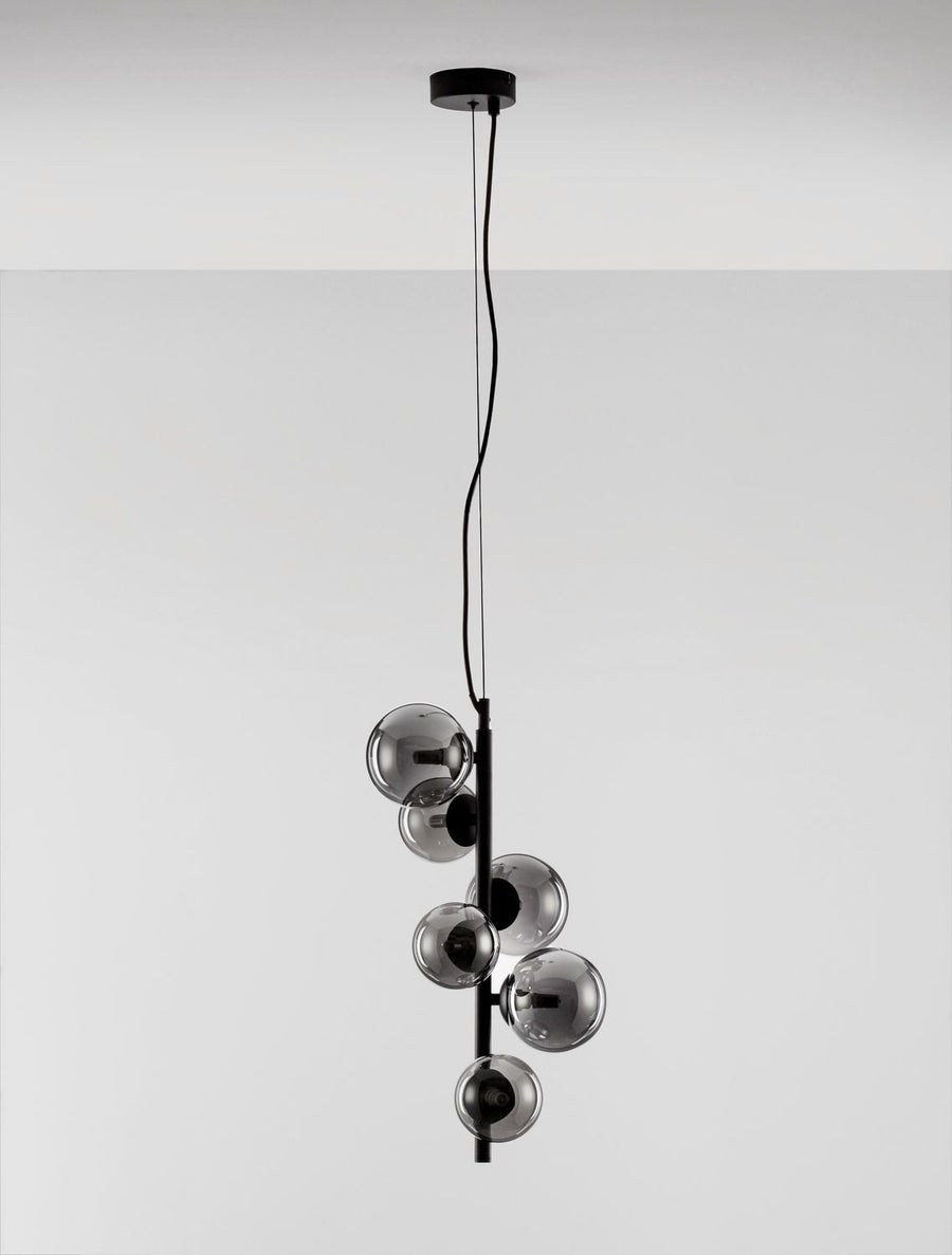 Suspension Odillia 6 lumières noire, verre (9028859)