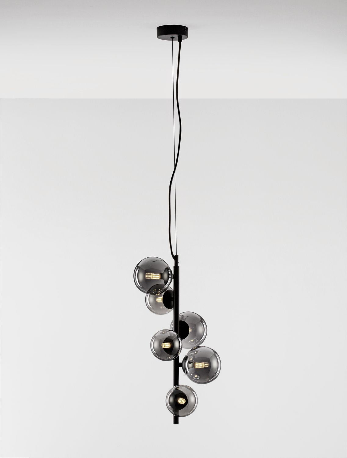 Suspension Odillia 6 lumières noire, verre (9028859)
