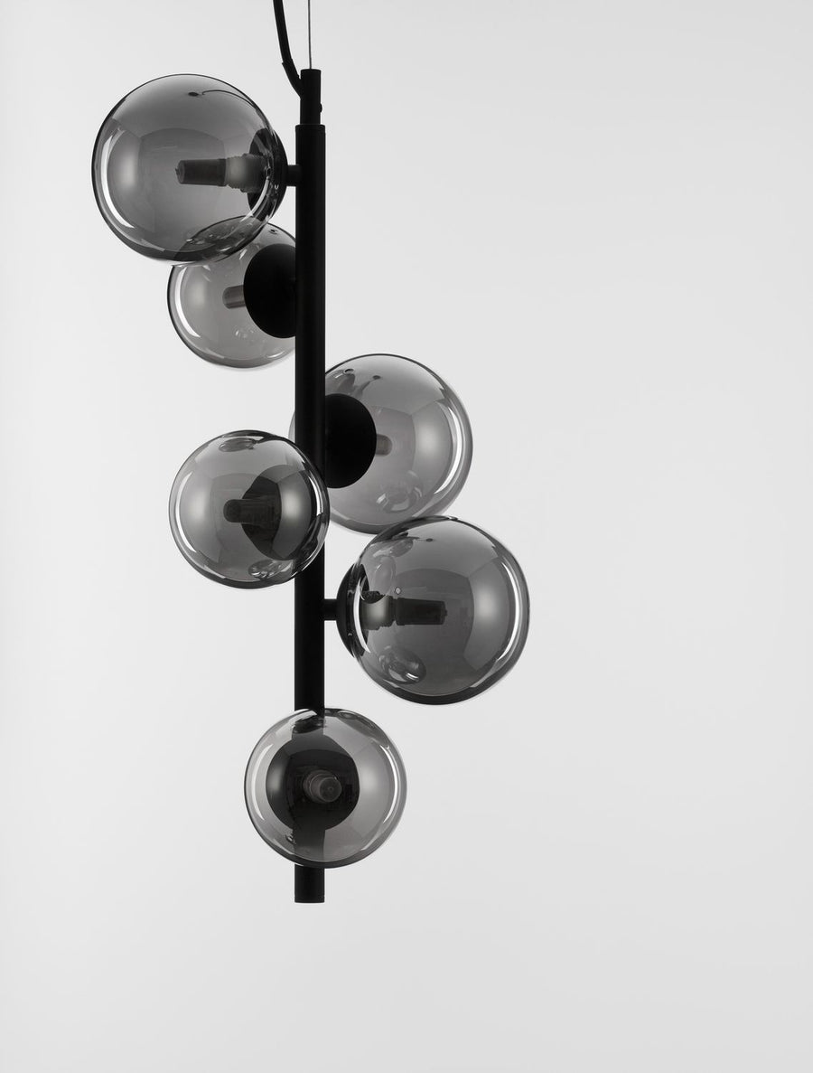 Suspension Odillia 6 lumières noire, verre (9028859)