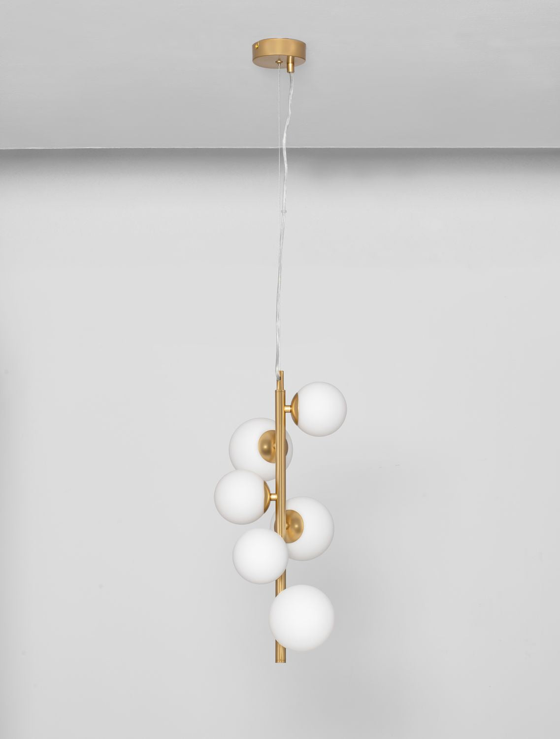 Suspension Odillia 6 lumières dorée, verre