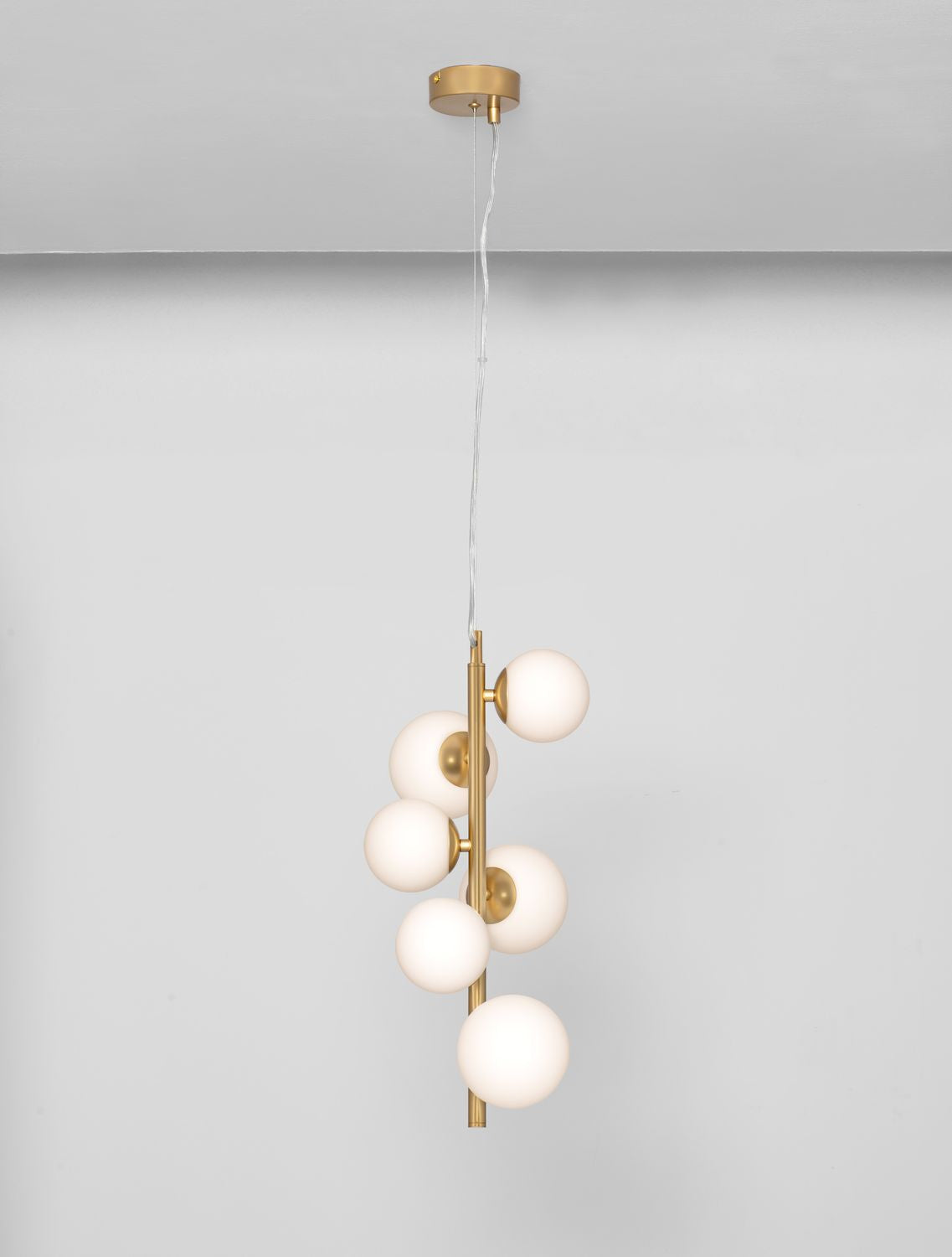 Suspension Odillia 6 lumières dorée, verre