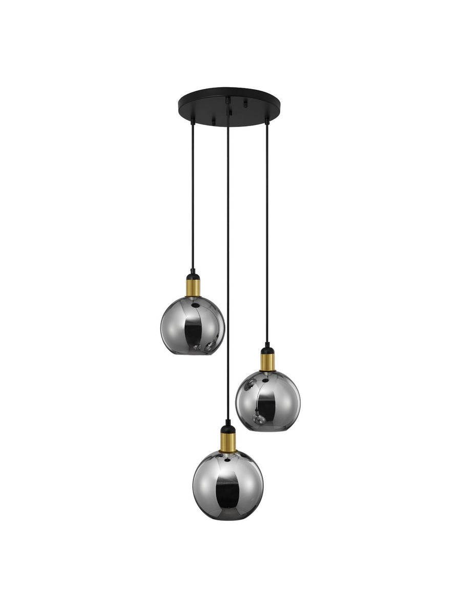 Suspension Mirro 3 lumières dorée, verre