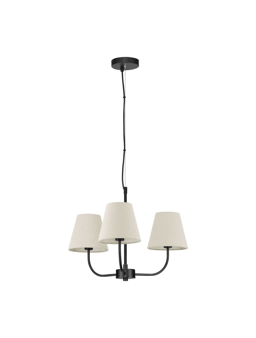 Suspension Moist 3 lumières noire, tissu