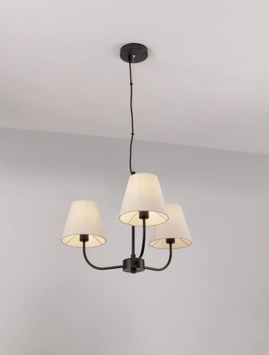 Suspension Moist 3 lumières noire, tissu