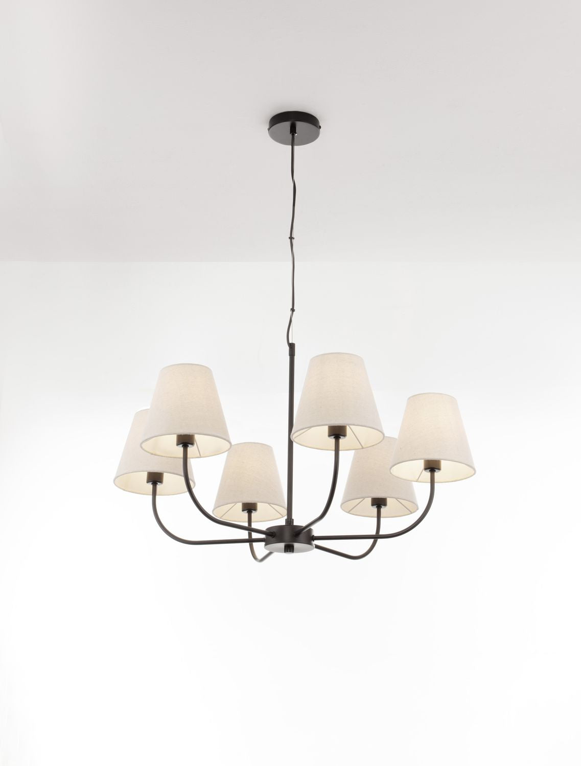 Suspension Moist 6 lumières noire, tissu