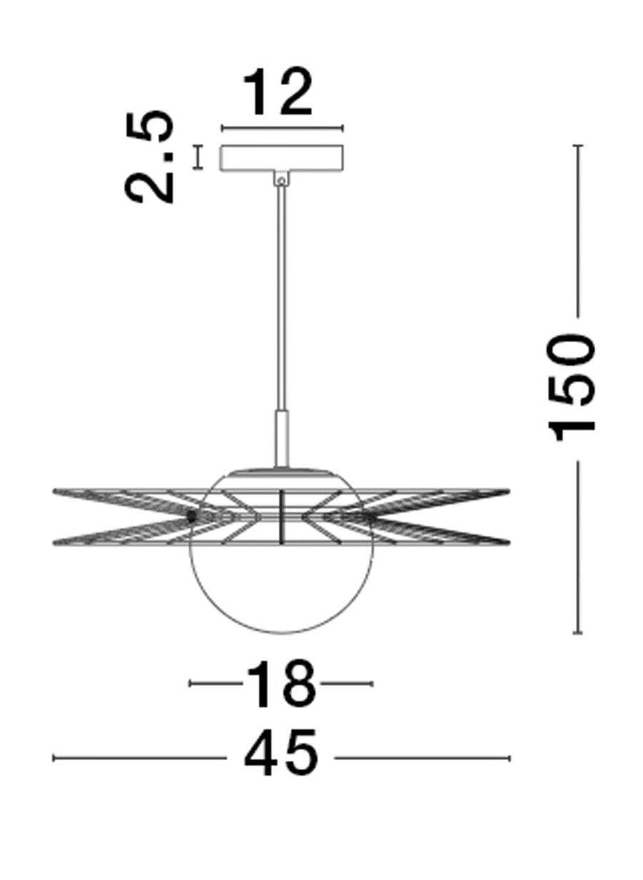 Suspension Ellery noire, verre