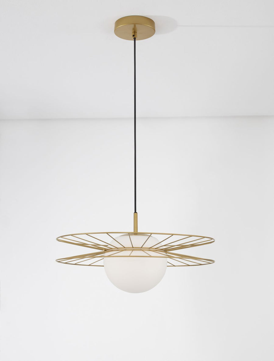 Suspension Ellery dorée, verre