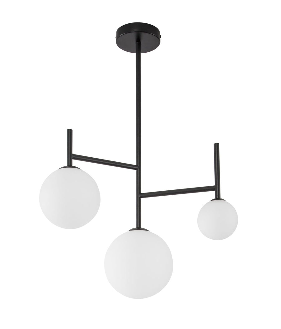 Suspension Licato 3 lumières noire, verre