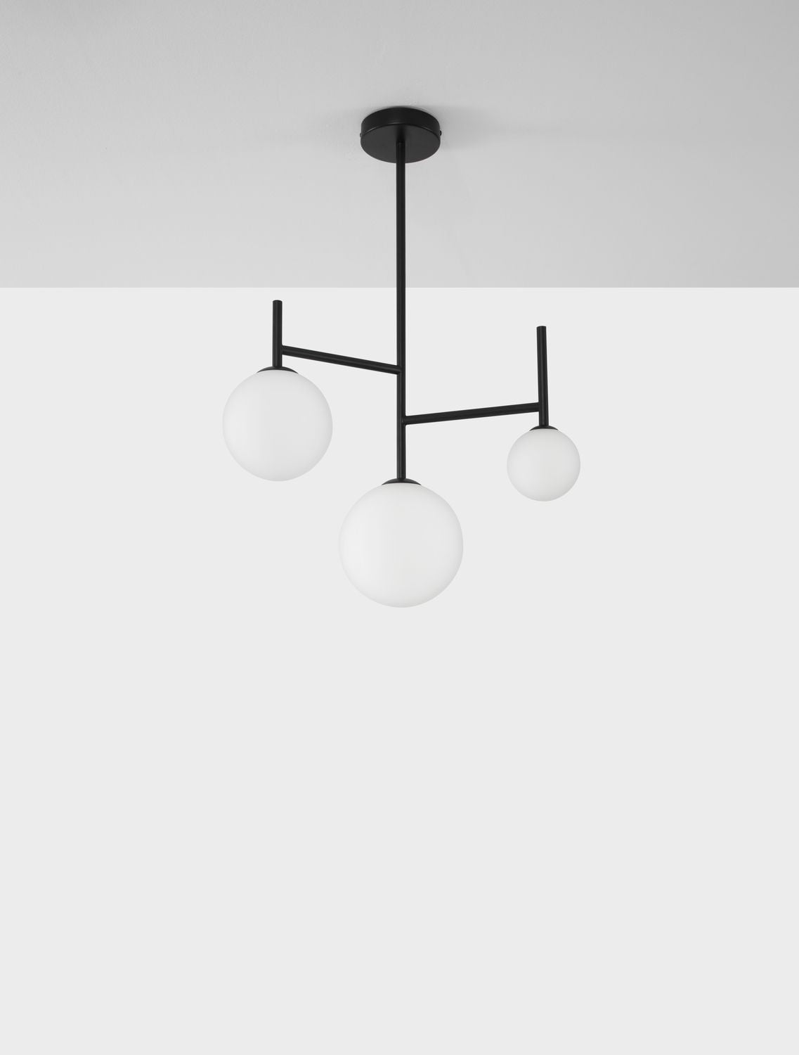 Suspension Licato 3 lumières noire, verre