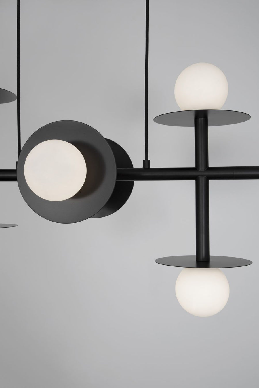 Suspension Pielo 8 lumières noire, verre