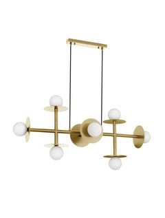 Suspension Pielo 8 lumières dorée, verre