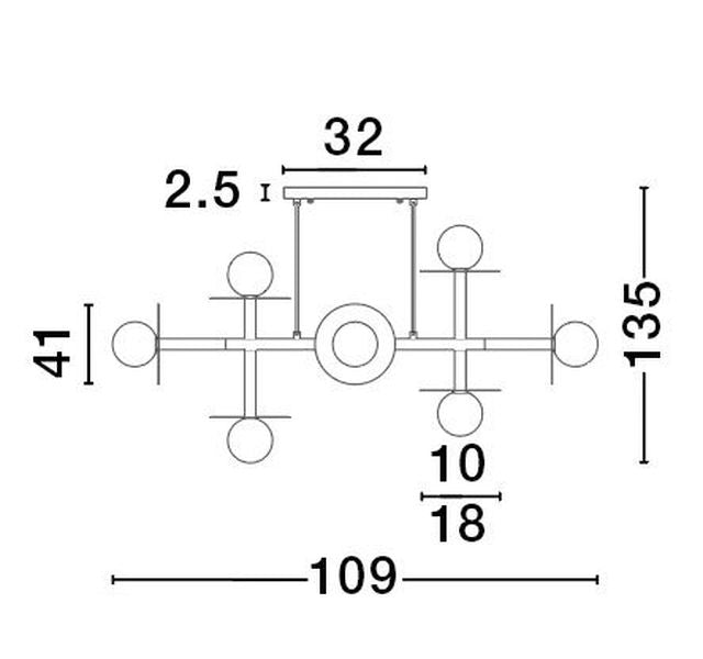 Suspension Pielo 8 lumières dorée, verre