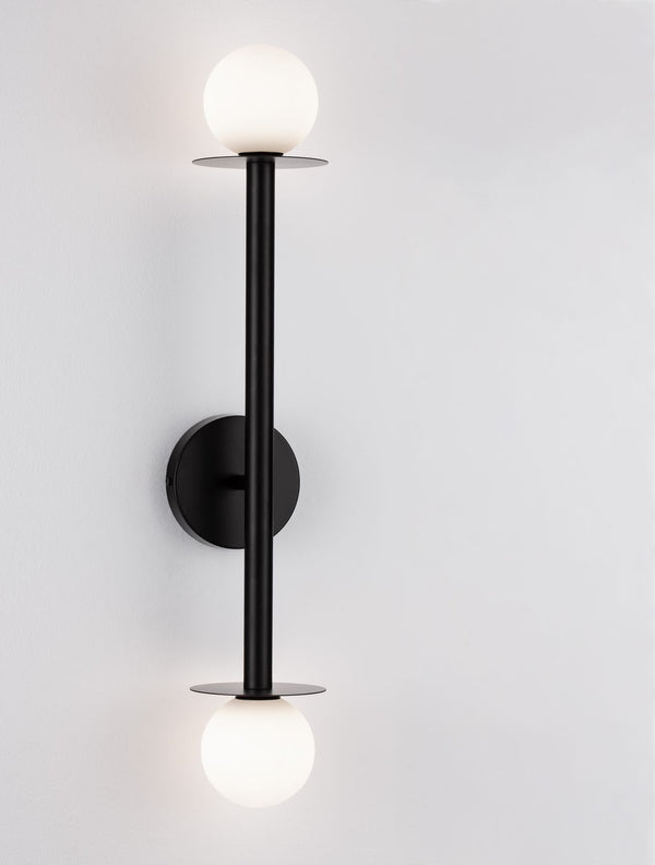 Applique murale Pielo 2 lumières noire, verre