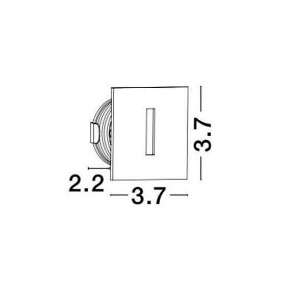 Schéma technique du luminaire carré avec mesures de largeur et profondeur en centimètres