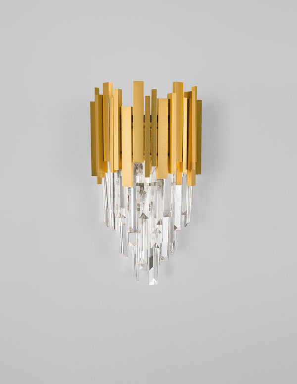 Applique murale Grane 2 lumières dorée, cristal